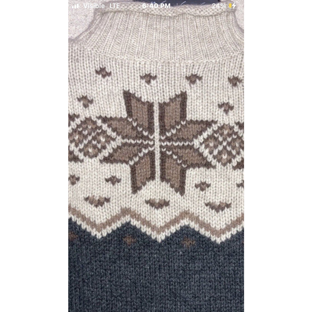 Vintage Eddie Bauer Nordic Wool Selburose Fair Isle Sweater Gray Women’s S M - Picture 3 of 8